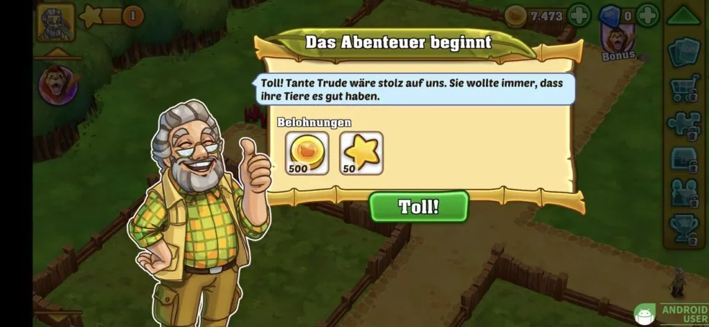 Du bekommst Belohnungen für das Bestehen von Aufgaben in Zoo 2