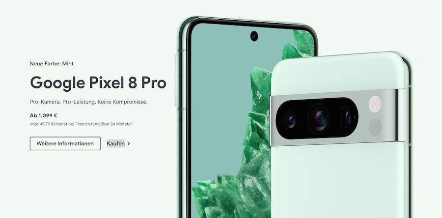 Das Pixel 8 in Minty Fresh
