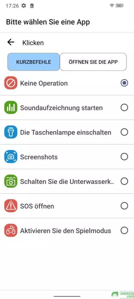 Verschiedene Aktionen sind möglich auf dem Fossibot F102