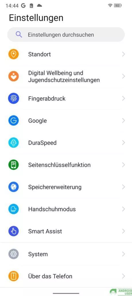 Weitere Einstellungen auf dem Fossibot Outdoor Handy