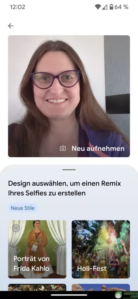 Du wählst ein Design für dein Art Selfie 2 aus