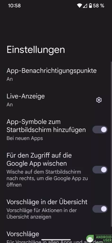 Live-Anzeige mit neuen Einstellungen