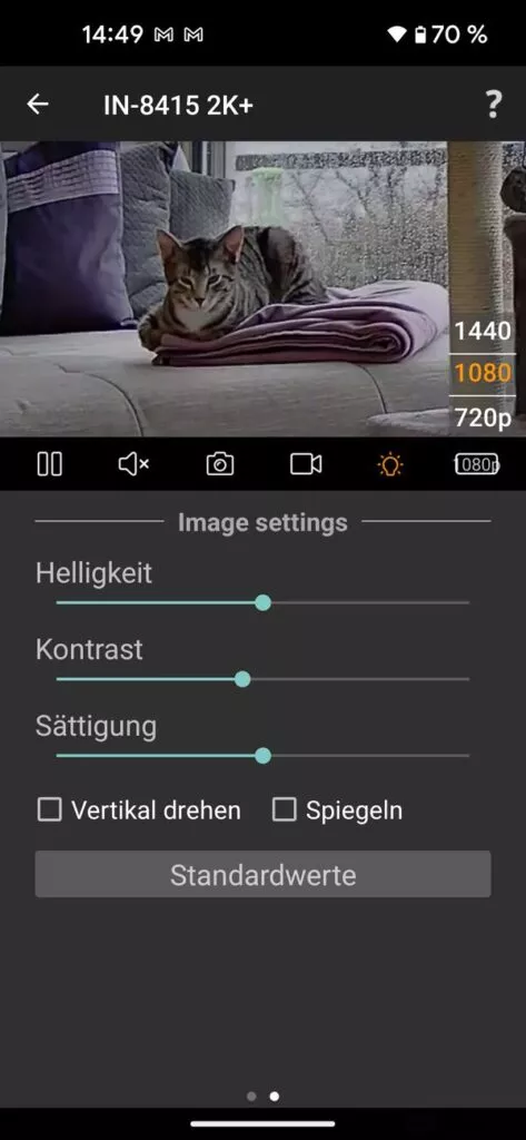 Du passt die Bildwerte der Instar IN-8415 an