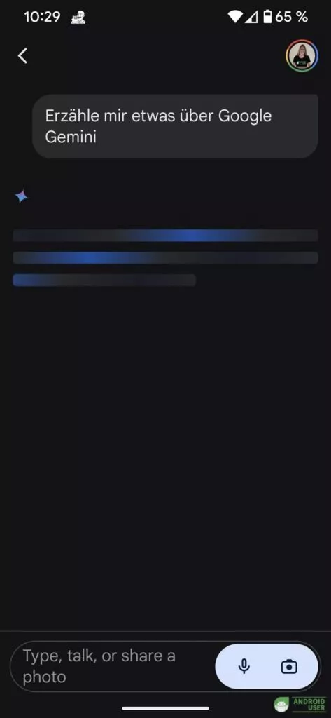 Gemini App Textsuche auf Deutsch