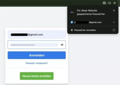 In Chrome werden dir über den Schlüssel neben der Adresszeile die gespeicherten Passwörter für die Webseite angezeigt.