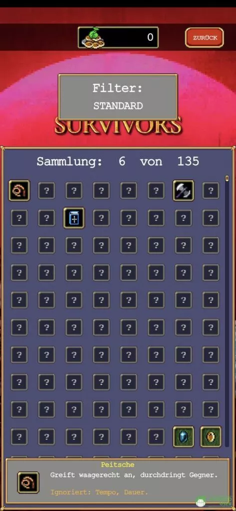 Deine Sammlungen in Vampire Survivors
