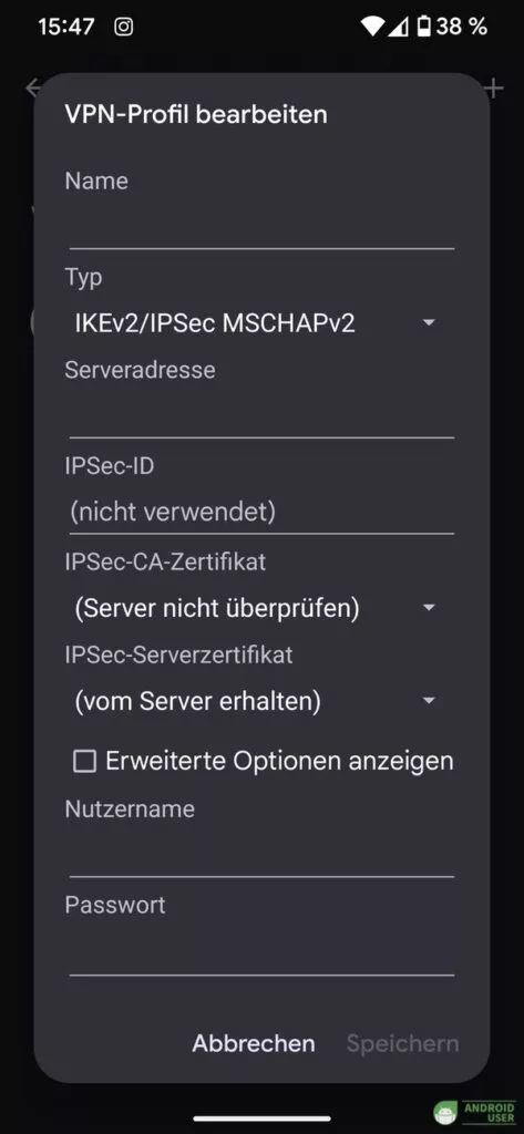 Ein VPN Profil erstellen