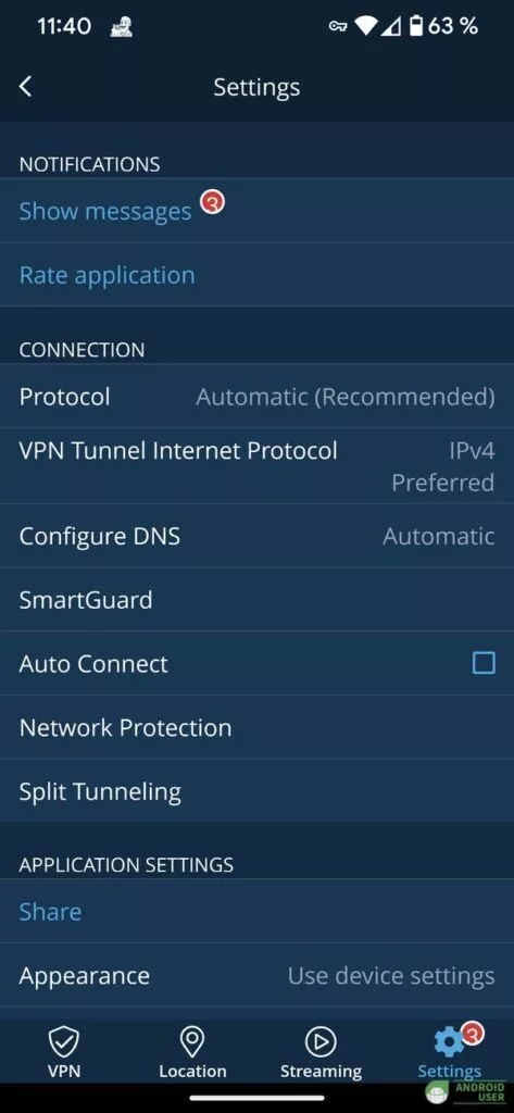 Die Einstellungen von Hide Me vpn