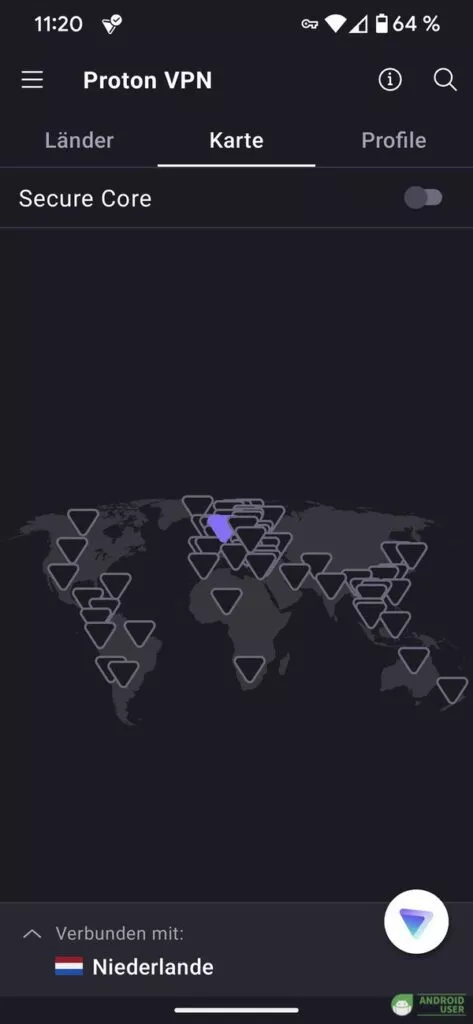 Die Karte mit den Serverstandorten von Proton VPN