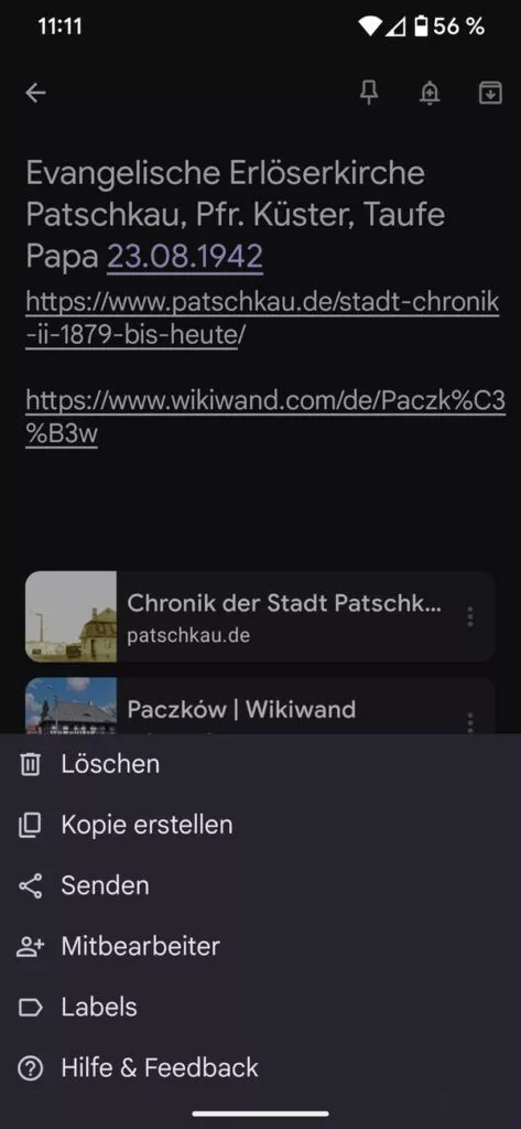Google Notizen in Google Docs kopieren