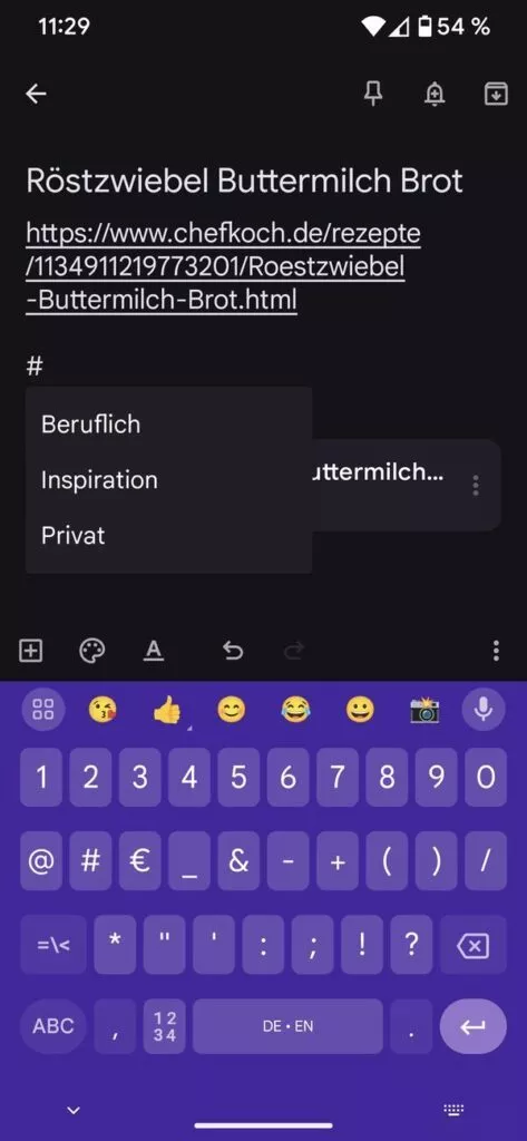 Vorhandene Label in Google Notizen