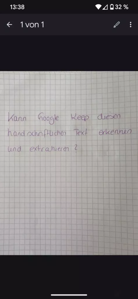 Handschriftlicher Text lässt sich mit Google Notizen erkennen
