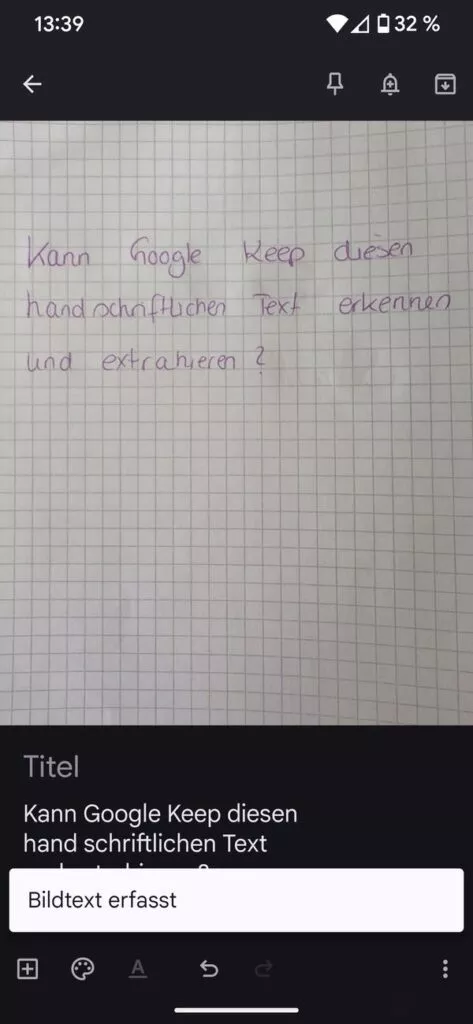 Der Text wurde von Google Notizen erkannt