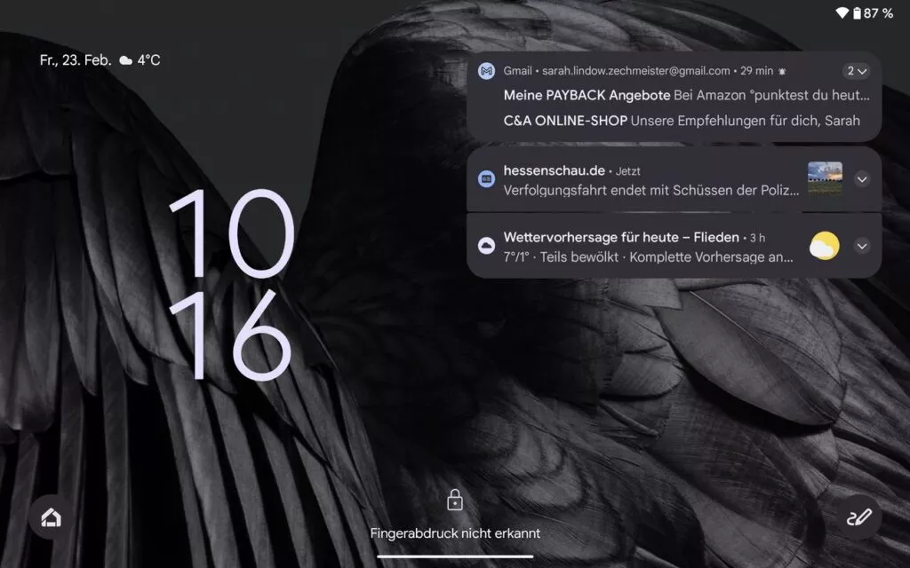 Die Sperrbildschirmverknüpfung für Notizen ist vorhanden