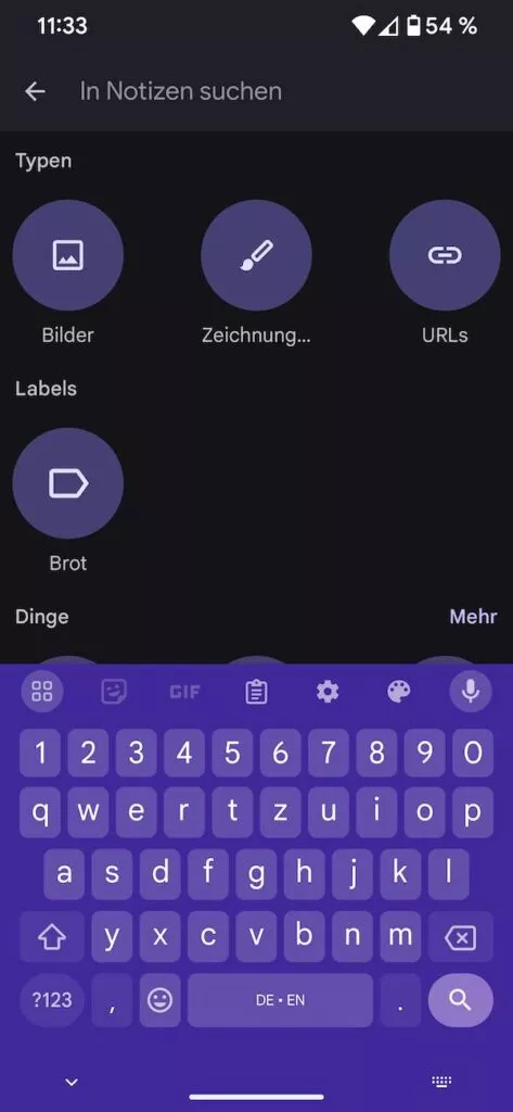 Labels lassen sich über die Suche leicht finden