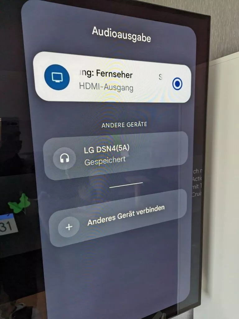Ein anderer Audio Output kann ausgewählt werden