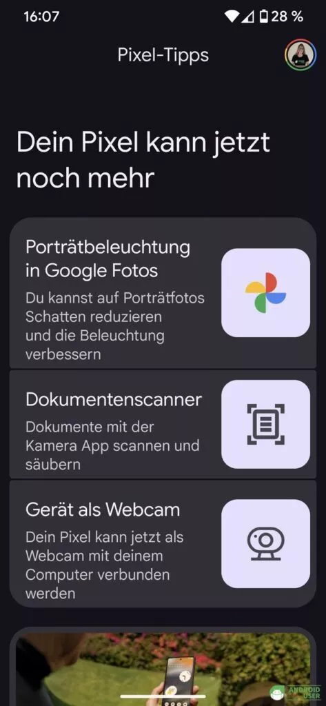 Du öffnest die Pixel Tipps App