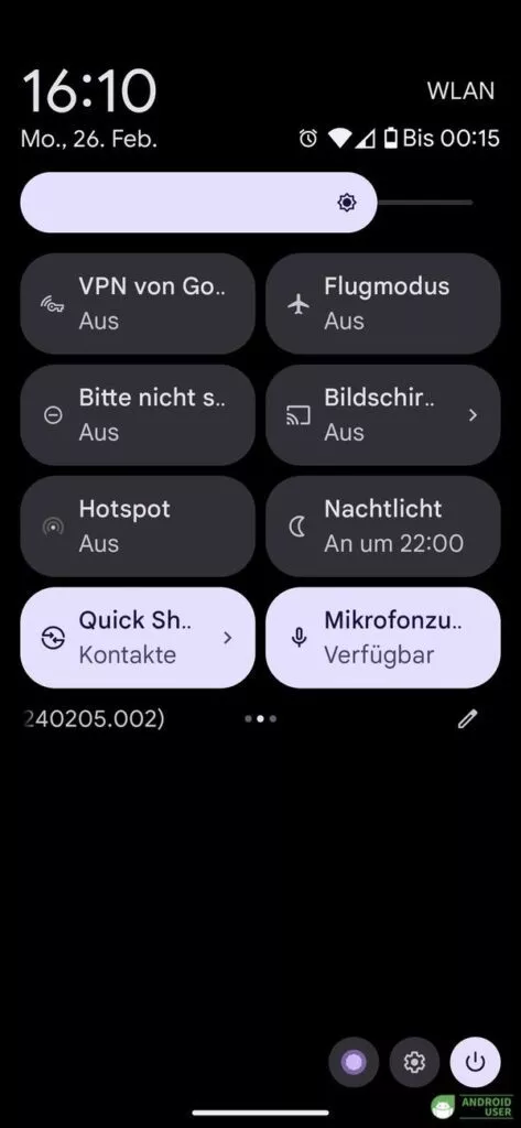 In den Schnelleinstellungen ist Quick Share vorhanden
