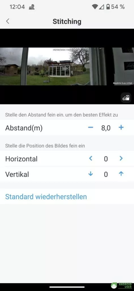 Bildstitching bei der Reolink Duo 3 PoE Kamera anpassen