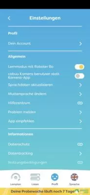 Einstellungen von cabuu Vokabeln lernen