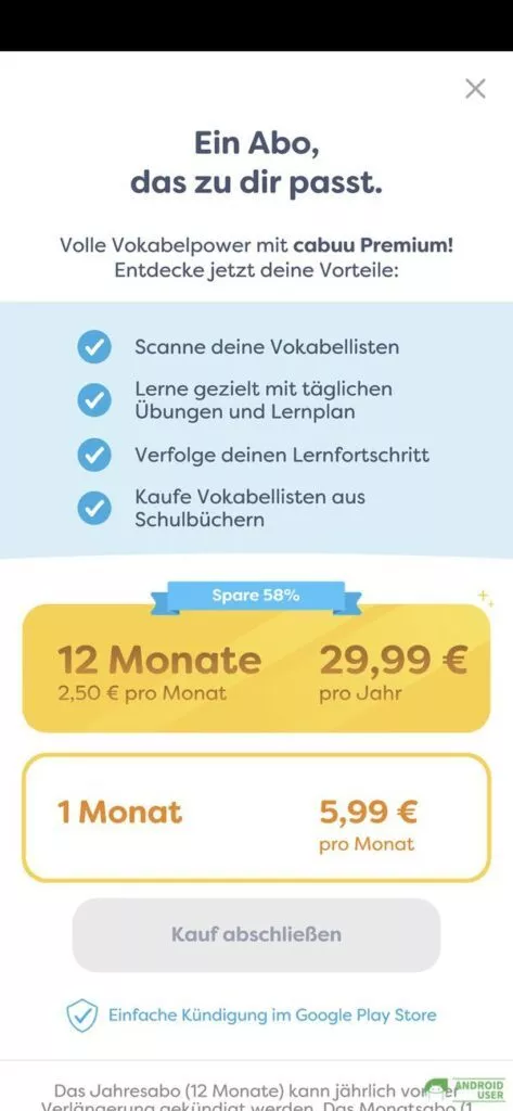 cabuu Premiumversion Kosten