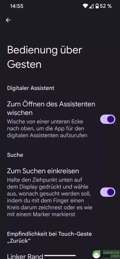Zum Suchen einkreisen aktivieren, Circle to search