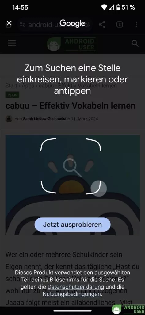 Circle to Search auf dem Pixel 7 Pro ausprobieren
