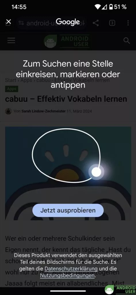 Du umkreist ein Objekt mit Circle to Search