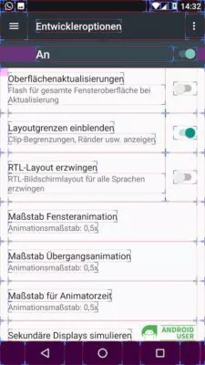 Android Entwickleroptionen Layoutgrenzen einblenden