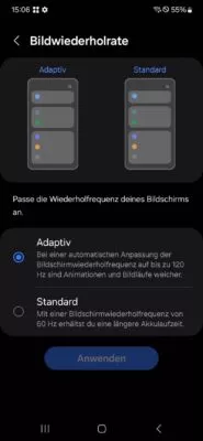 Bildwiederholfrequenz des Samsung Galaxy A54 5G