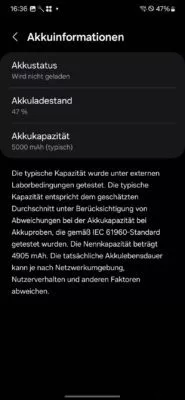Akkukapazität des Samsung Galaxy A54 5G