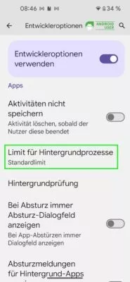 Mit dieser Option kannst du die Limits für Hintergrundprozesse einstellen.