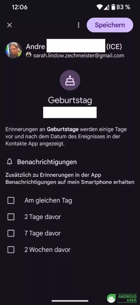 Erinnerung für eine Datum einstellen