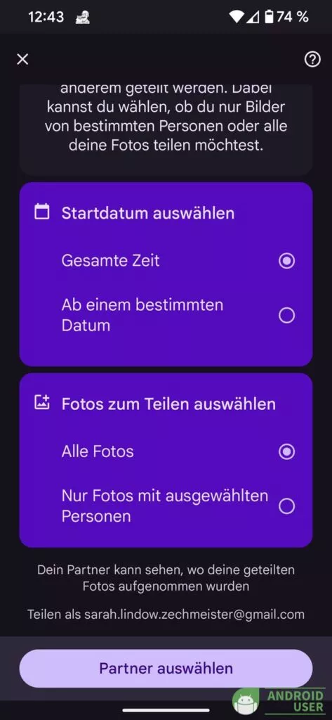 Startdatum auswählen