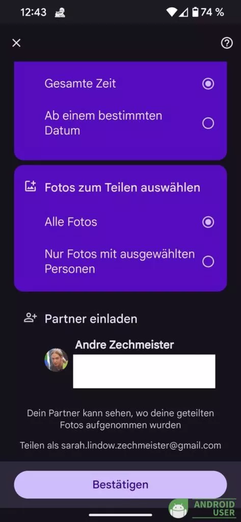 Partner einladen und bestätigen