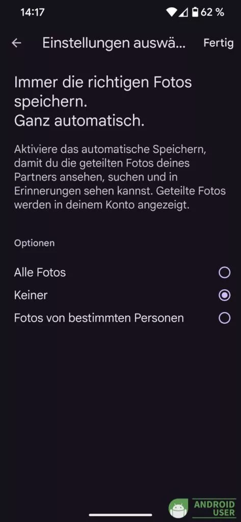 Welche Fotos sollen gespeichert werden