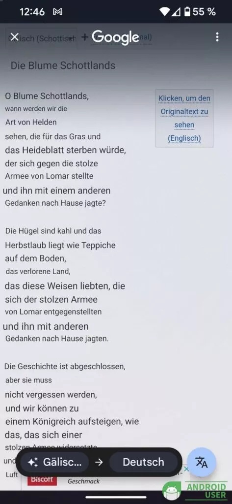 Circle to Search übersetzt Texte