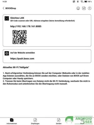 BooxDrop auf dem Note Air 3C E-Ink-tablet