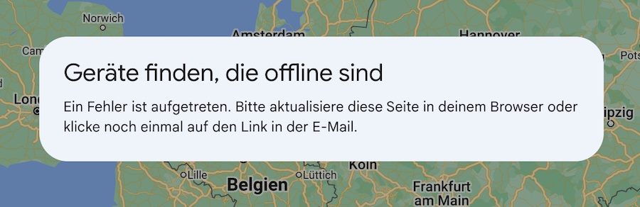 Find my Device Netzwerk ist noch nicht aktiv