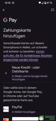 Zahlungskarte zu Google Wallet und Google Pay hinzufügen