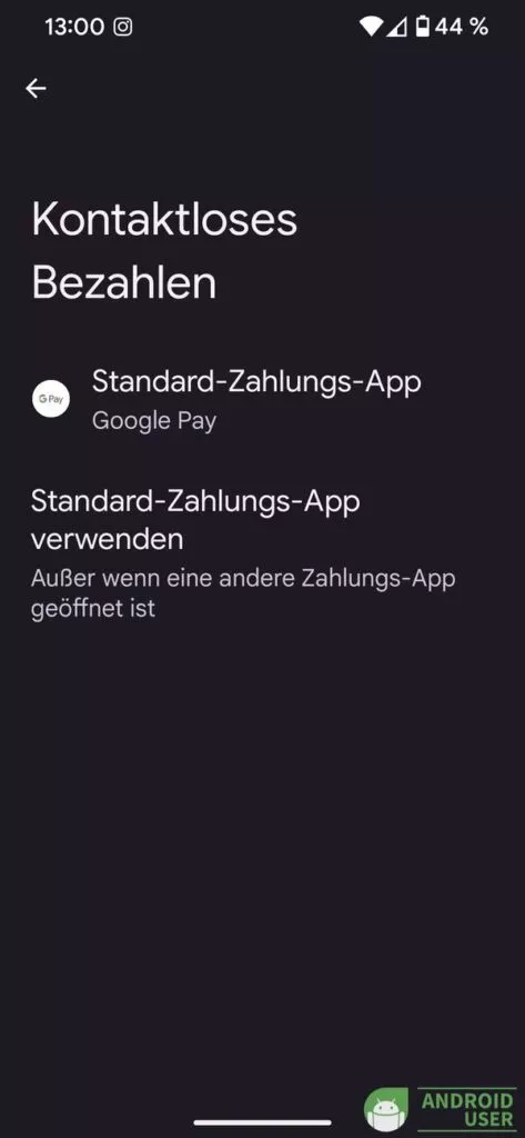 Google Pay als Standard Zahlungs App