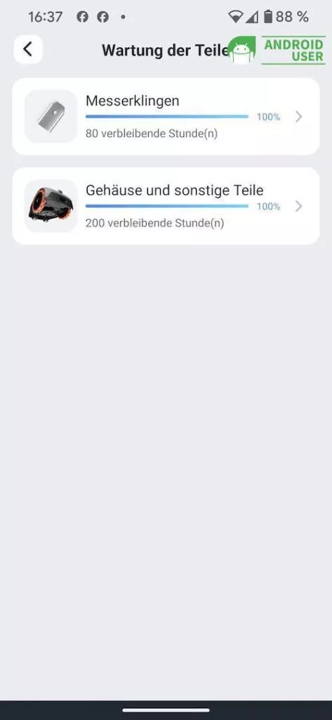 Wartung der Teile