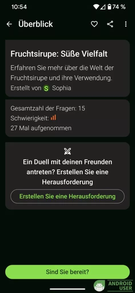 Ein vorhandenes Quiz