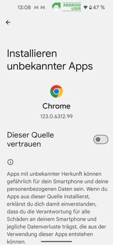 Dieser Quelle vertrauen aktivieren
