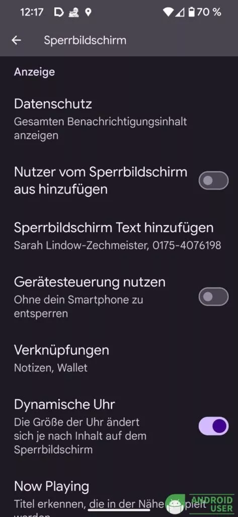 Sperrbildschirmverknüpfung für Google Wallet