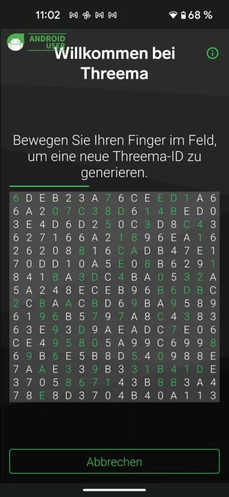 In Threema generierst du als erstes eine zufällig Schlüssel-ID.