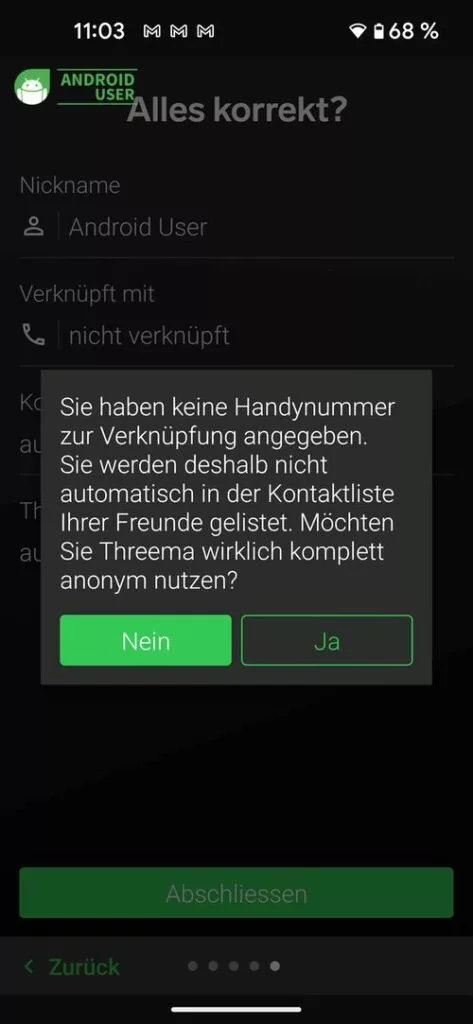 Ohne die Eingabe der Handynummer musst du dich mit deinen Kontakten manuell vernetzen.