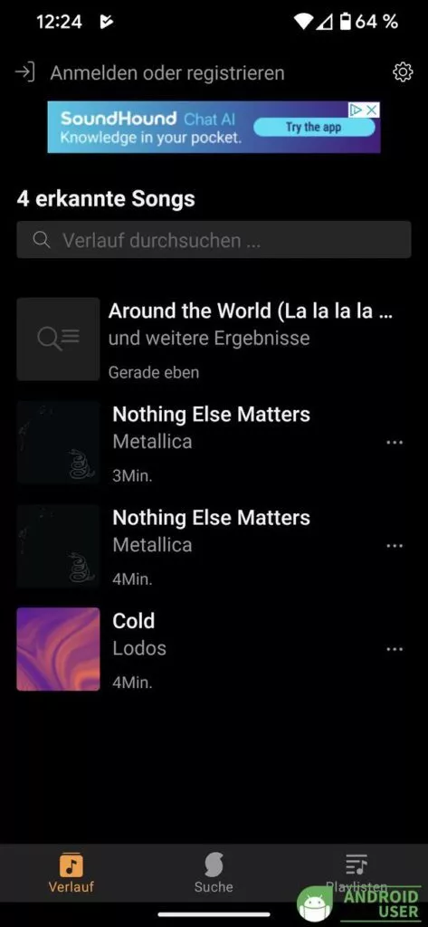 Soundhound Musikverlauf