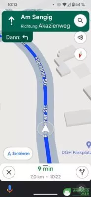 3D Gebäude während der Navigation mit Google Maps