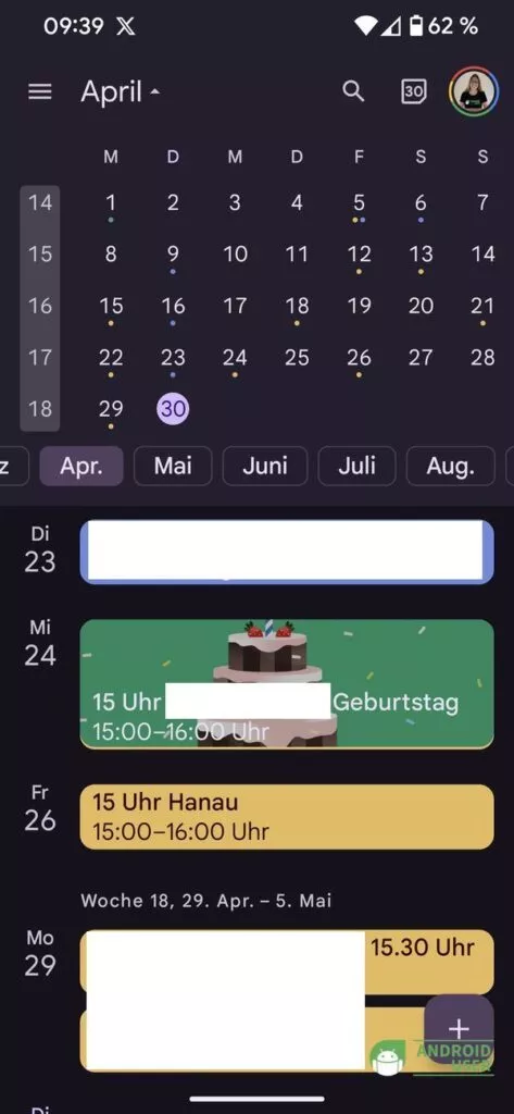 Der Pfeil öffnet die zweigeteilte Ansicht
